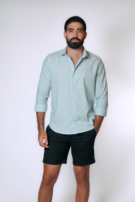 Camisa Lino Maurizio (Green Acqua)