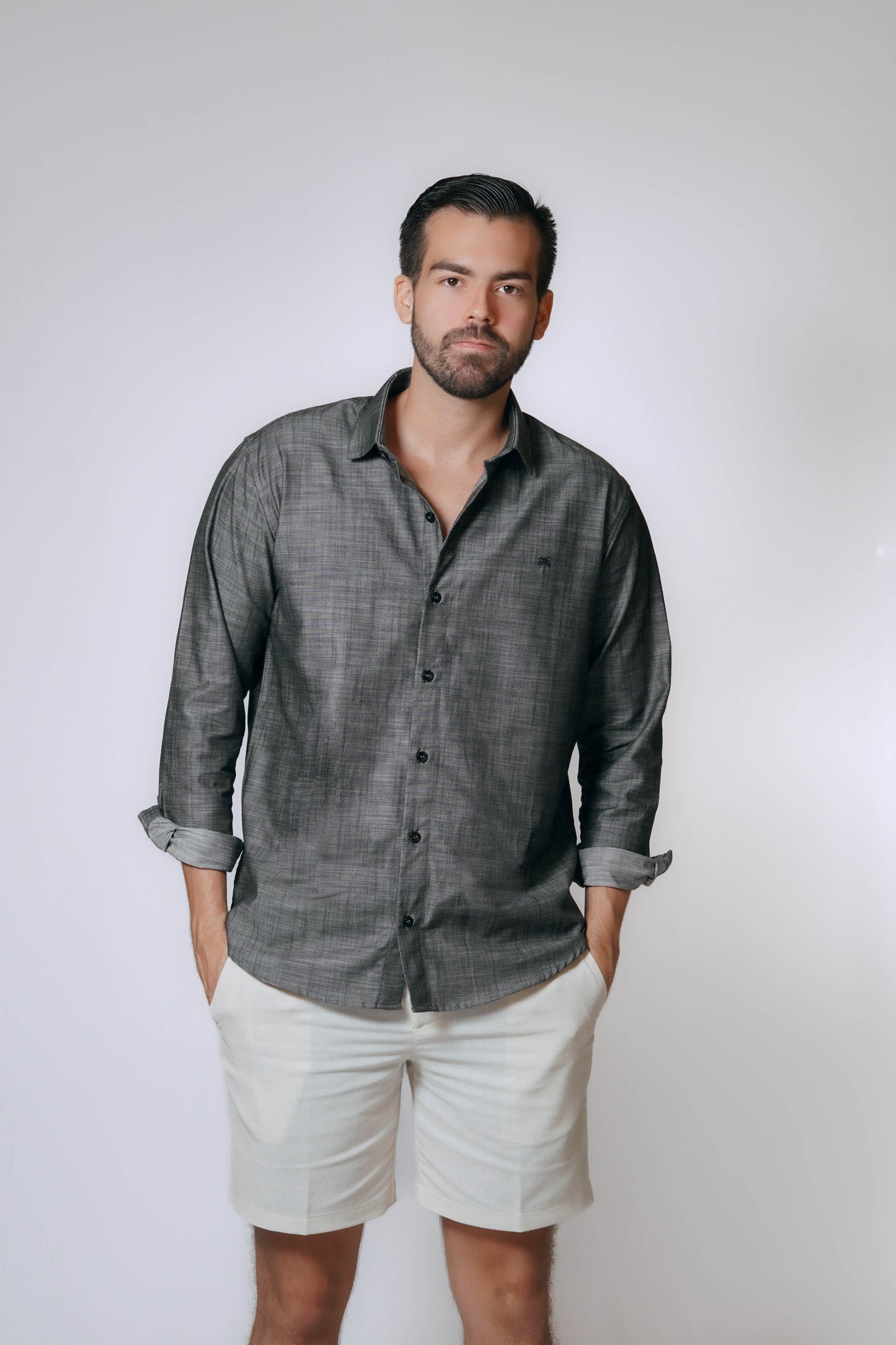 Camisa Lino Maurizio (Modern Gray)