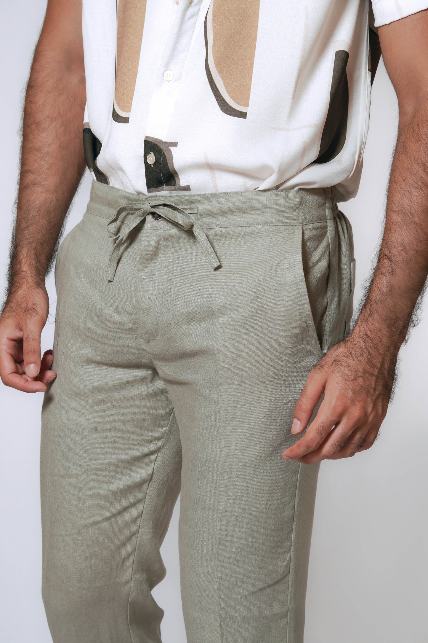 Pantalón Lino David (Verde Granito)